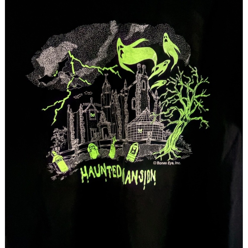 Vtg 90s Haunted Mansion T-Shirt glow In The Dark Fruit Of A Loom Sz L Halloween